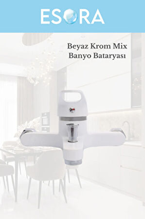 Beyaz Krom Mix Banyo Bataryası