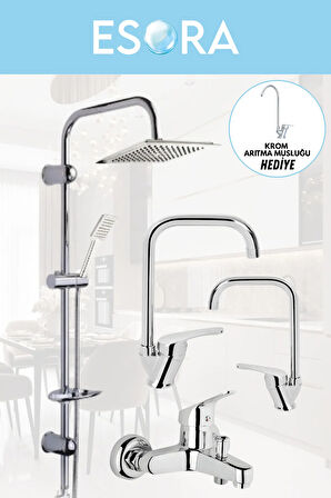Dubai Robot Duş Sistemi, Köşe Lavabo & Mutfak ve Banyo Bataryası 4'lü Set ( Arıtma Musluğu Hediyeli)