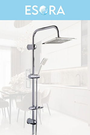 Krom Dubai Robot Duş Seti , Beyaz Delta Eviye , Lavabo , Banyo Bataryası 4’lü Set