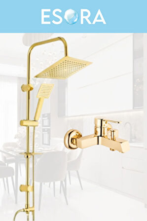 Gold Kare Robot Duş Seti, Kare Banyo Bataryası Musluğu 2'li Set