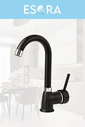 Siyah Krom Baston Borulu Eviye Mutfak , Lavabo , Banyo Bataryası 3'lü Set