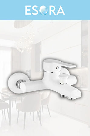 Beyaz Krom Baston Borulu Eviye Mutfak , Lavabo , Banyo Bataryası 3'lü Set