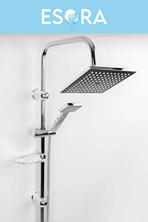Krom Siyah Robot Duş Seti , Beyaz Köşe Borulu Eviye , Lavabo , Banyo Bataryası 4’lü Set
