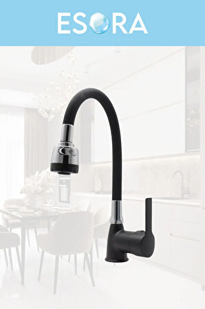 Dubai Krom Robot Duş Seti , Siyah Oynar Borulu Eviye , Baston Lavabo , Banyo Bataryası 4’lü Set