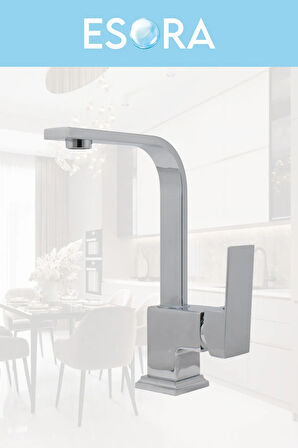 Krom Robot Duş Seti , Lüx Kare Eviye , Lavabo , Banyo Bataryası 4’lü Set