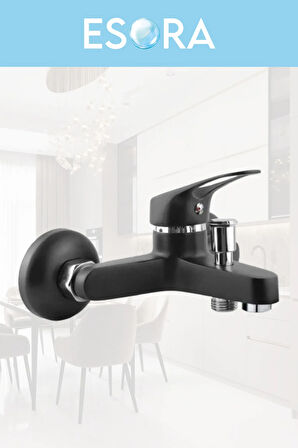 Siyah Robot Tepe Yağmurlama Banyo-Lavobo Musluğu Çeşmesi 3'lü Set