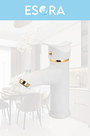 Gold Yuvarlak Robot Duş Seti , Beyaz Gold Sabit Lavabo , Banyo Bataryası 3’lü Set