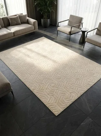 Dinar Armoni Kaymaz Tabanlı Kesme Kabartmalı Yıkanabilir Salon Koridor Mutfak Hali