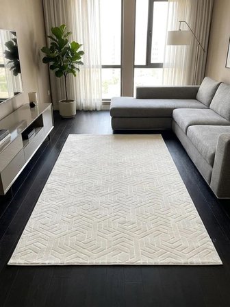 Dinar Armoni Kaymaz Tabanlı Kesme Kabartmalı Yıkanabilir Salon Koridor Mutfak Hali