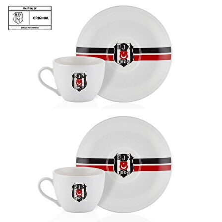 Beşiktaş Lisanslı Çizgili 2'li Çay Fincan Takımı