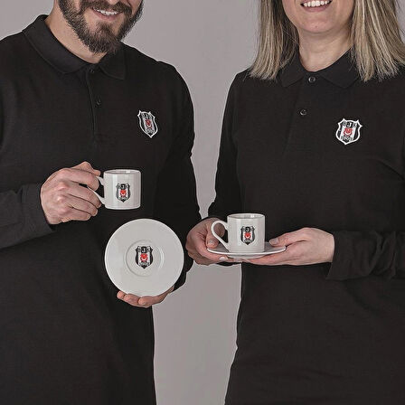 Beşiktaş Lisanslı Arma Logo 2'li Kahve Fincan Takımı