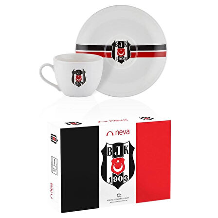 Beşiktaş Lisanslı Çizgili 2'li Çay Fincan Takımı
