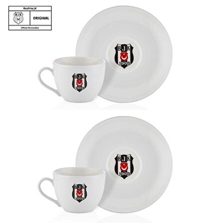 Beşiktaş Lisanslı Arma Logo 2'li Çay Fincan Takımı