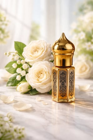 AROMENZA Beyaz Gül (Jöri) Esansı 3 ml – Premium Kalıcı Konsantre Çiçeksi Ham Parfüm Yağı