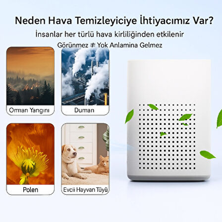 H13 HEPA Filtreli Sessiz Kompakt Hava Temizleyici – Üç Katmanlı Filtrasyon