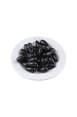 Damla İnci İçten Delikli 12x23 mm Siyah Boncuk (25 gr 16 Adet)