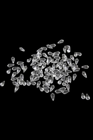 6x12 mm Damla Kubbesi Sivri Desenli Yandan Delikli Şeffaf Akrilik Boncuk (25 Gr 105 Adet)