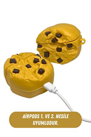 Pro 1/2. Nesil Uyumlu Koruyucu Bluetooth Kulaklık Kılıfı Cookie Kurabiye Figürlü