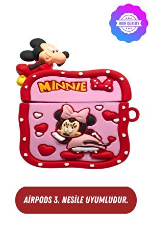 3. Nesil Uyumlu Koruyucu Bluetooth Kulaklık Kılıfı Minnie Mouse Figürlü