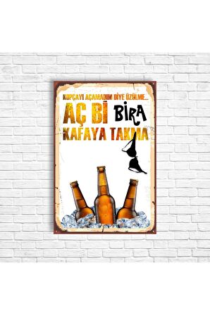 Alkol Bira Retro Ahşap Poster