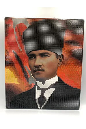 21x25 Atatürk Boncuklu Taş İşleme Mozaik Elmas Goblen Tablo Resim Boncuk Puzzle, Boncuk, Taş Işleme