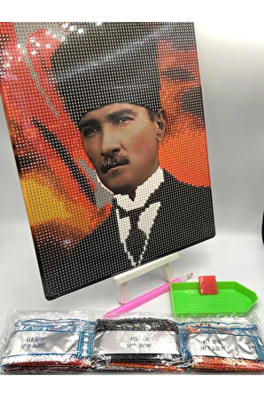 21x25 Atatürk Boncuklu Taş İşleme Mozaik Elmas Goblen Tablo Resim Boncuk Puzzle, Boncuk, Taş Işleme