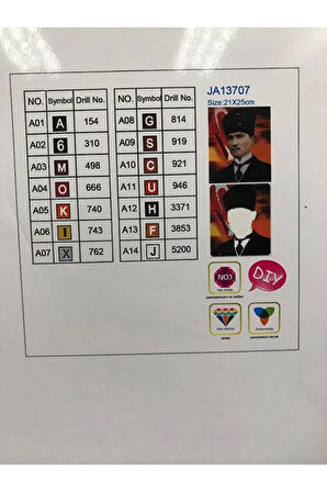 21x25 Atatürk Boncuklu Taş İşleme Mozaik Elmas Goblen Tablo Resim Boncuk Puzzle, Boncuk, Taş Işleme