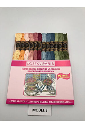 Losiya Paris Muline Ip Seti Etamin Ipi Kanaviçe Ipi Seti 12 Renk Koton