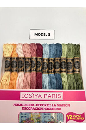 Losiya Paris Muline Ip Seti Etamin Ipi Kanaviçe Ipi Seti 12 Renk Koton