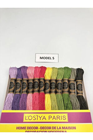 Losiya Paris Muline Ip Seti Etamin Ipi Kanaviçe Ipi Seti 12 Renk Koton