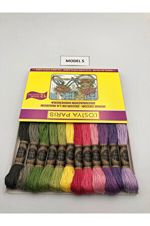 Losiya Paris Muline Ip Seti Etamin Ipi Kanaviçe Ipi Seti 12 Renk Koton