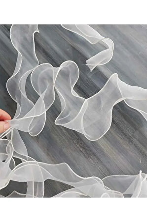 Fırfırlı Tül Organze Kurdele 2 Mt (7cm x 2mt), Çiçek Malzemesi, Gelin Buketi, Bohça Misinalı Fırfır