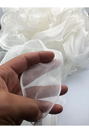 Fırfırlı Tül Organze Kurdele 2 Mt (7cm x 2mt), Çiçek Malzemesi, Gelin Buketi, Bohça Misinalı Fırfır