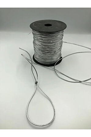 5 Metre Lastikli Dekoratif Simli Monofil İplik, Bileklik İpi , Paket İpi, Simli Lastik, Simli
