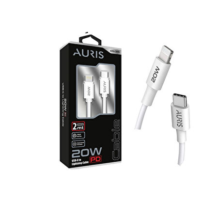 ​Auris 20W PD USB-C to Lightning Şarj Kablosu 2 Metre