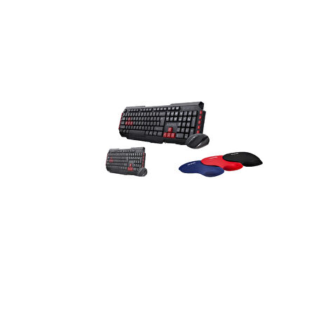 Kablosuz Klavye Mouse Set - Bilek Destekli Mouse Pad