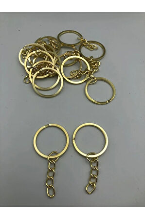100 Adet 20 Mm Nikel Kaplama Zincirli Yassı Anahtarlık Halkası Nikel Kaplama