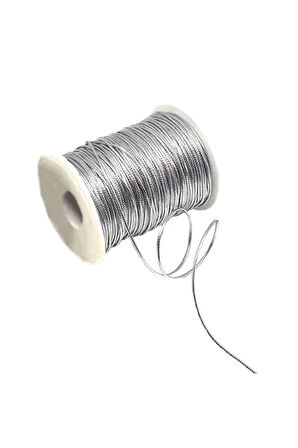 20 Metre (Altın - Gümüş) Rengi Dekoratif Simli Monofil İplik, Bileklik İpi, Takı İpi, Paket İpi