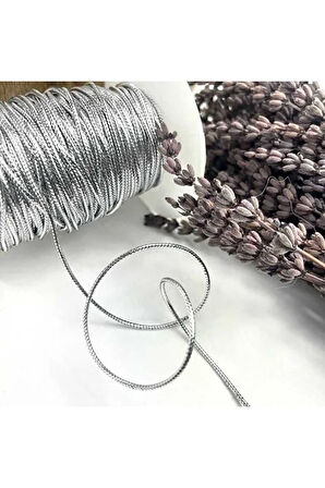 10 Metre (Altın - Gümüş) Rengi Dekoratif Simli Monofil İplik, Bileklik İpi, Takı İpi, Paket İpi