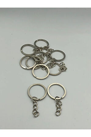 100 Adet 20 Mm Nikel Kaplama Zincirli Yassı Anahtarlık Halkası