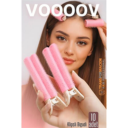 10'lu Klipsli Saç Bigudisi Isısız Doğal Bukle Bigudisi Dipten Hacim ve Perçem Şekillendirme İçin