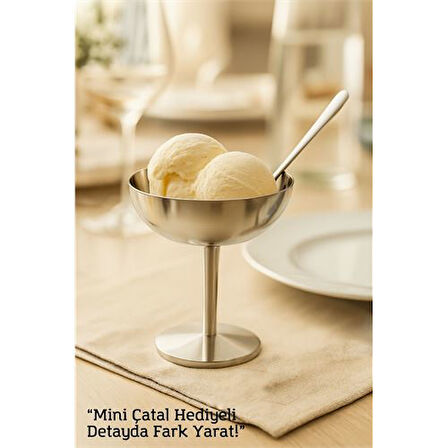 Modacar Gümüş Inox Çelik Ayaklı Dondurma ve Sunum Kasesi – Tatlı, Lokum ve Sunum Kabı