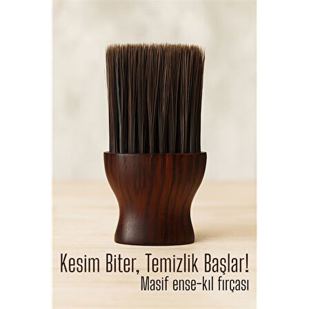 Modacar Berber Ense Fırçası Saç Temizleme Fırçası - Berber Temizlik Fırçası Masif Ahşap