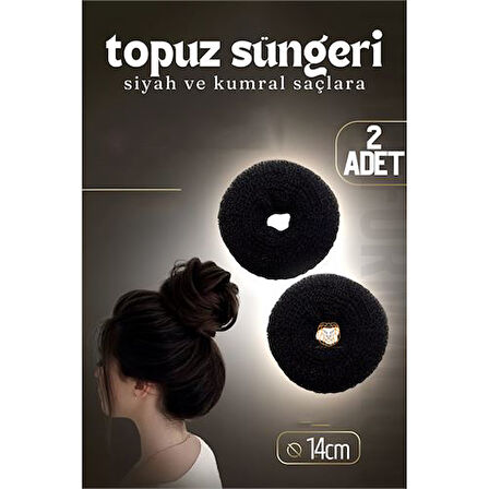 ModaCar Siyah Saç Topuz Süngeri 2 ADET 14 CM Çap 6 cm Kalınlık