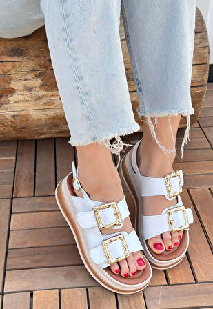 Stan Beyaz Cilt Sandalet