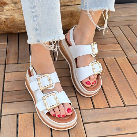 Stan Beyaz Cilt Sandalet