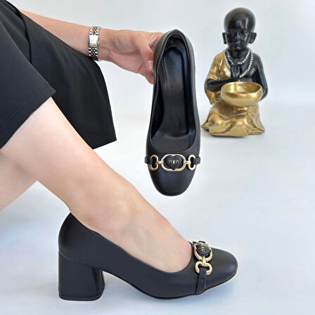 Lucky Siyah Cilt Topuklu Ayakkabı