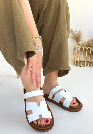 Kooni Beyaz Cilt Terlik