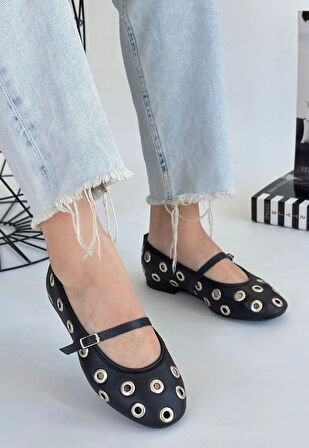 Tinta Siyah Cilt Babet Ayakkabı