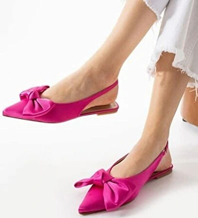 Cenya Fuşya Saten Babet Ayakkabı